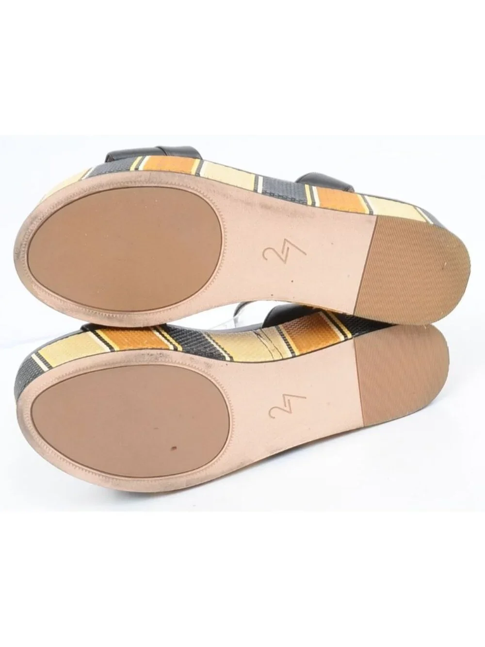 27 Edit Jamari Women's 10 Stripe Leather Platform Sandal Anklet Flatform Wedge